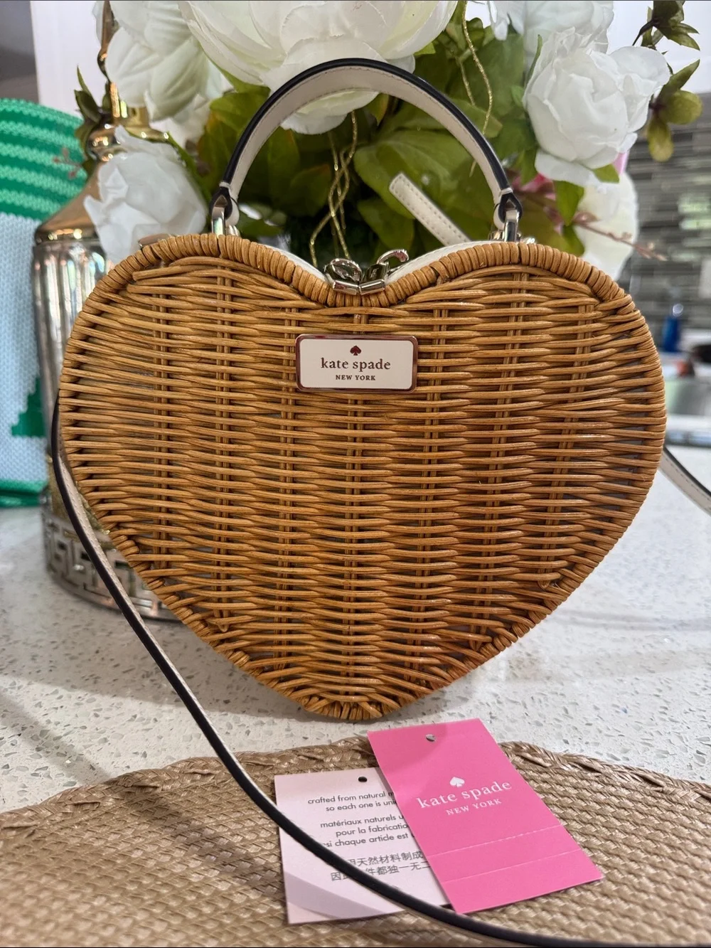 🤎Kate Spade Love Shack Heart Wicker Crossbody